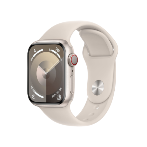 APPLE Watch Series 9 Cellular 45 mm Sterrenlicht Aluminium Case/Sterrenlicht Sport Band - M/L