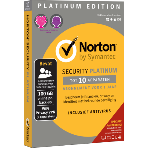 NORTON Norton Security Platinum Edition voor 10 apparaten (1 jaar)