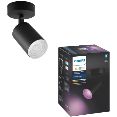 PHILIPS HUE Fugato opbouwspot - wit en gekleurd licht - 1-lichts - zwart