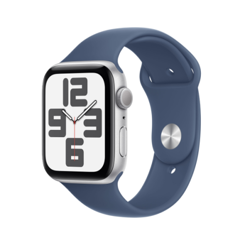 APPLE Watch SE GPS 44mm Denim Sport Band S/M Smartwatch Silver Aluminium