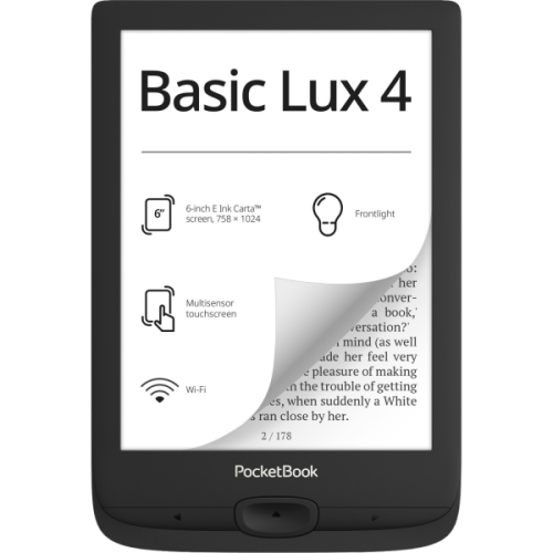 POCKETBOOK Basic Lux 4 Zwart - 6 inch - 8 GB (ongeveer 6.000 e-books)