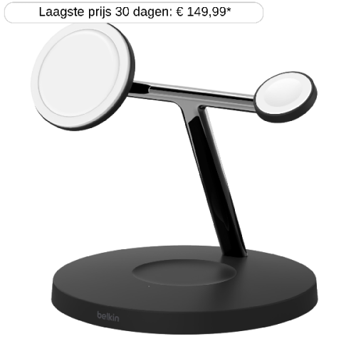 BELKIN BoostCharge Pro 3-in-1 Wireless Charging Stand met MagSafe Zwart