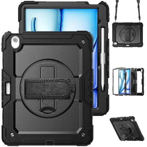 JUST IN CASE Full Body Shockproof Case voor Apple iPad Air 13 2025 / iPad Air 13 2024 - Zwart