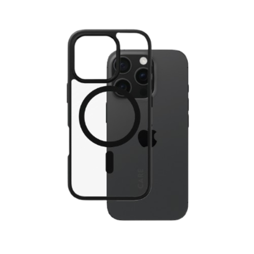 CARE Flagship Case Urban Combat met zwart frame en MagSafe Telefoonhoesje voor Apple iPhone 2024 6.1'' Pro Transparant