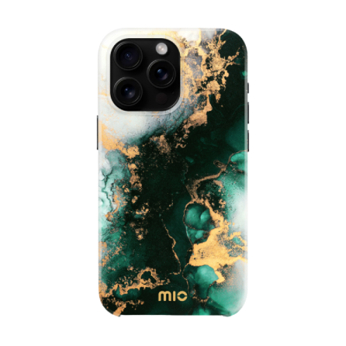 MIO BY MOBILIZE Magsafe Compatible Telefoonhoesje voor Apple iPhone 16 Pro Max Green Marble