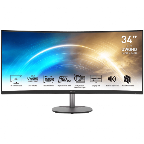 MSI PRO MP341CQ - 34 inch - 3440 x 1440 (UW Quad HD) - VA-paneel