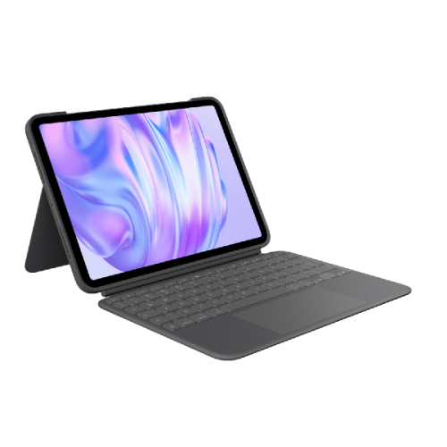 LOGITECH Combo Touch iPad Pro 11" (M4 en M5)(2024 en 2025) Keyboard Case – comfortabel typen, meerdere gebruiksmodi - Grijs, UK indeling Beschermhoes + Toetsenbord
