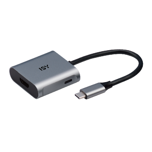 ISY IAD-1015-1 USB-C naar HDMI-adapter PD USB-C adapter 12 cm Zilver aluminium