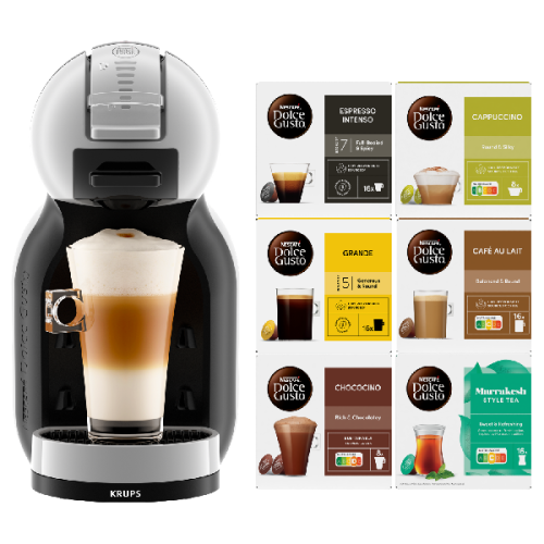 KRUPS NESCAFÉ Dolce Gusto KP123BXL Mini Me + 6x koffie bundel Dolce Gusto-machine Grijs