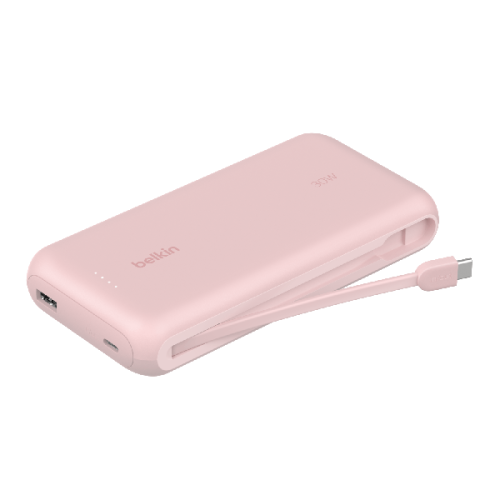 BELKIN 20000 mAh 30W PD Powerbank met geïntegreerde USB‑C kabel – Roze