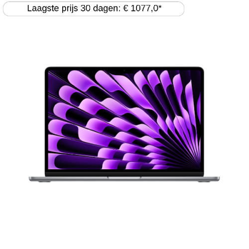 APPLE MacBook Air (2024) Spacegrijs - 13.6 inch - Apple M3 8-core GPU - 16 GB - 256 GB