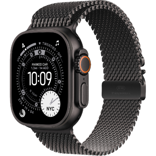 APPLE Watch Ultra 3 GPS + Cellular - 49mm Black Titanium Case - Black Titanium Milanese Loop - Large Smartwatch Black