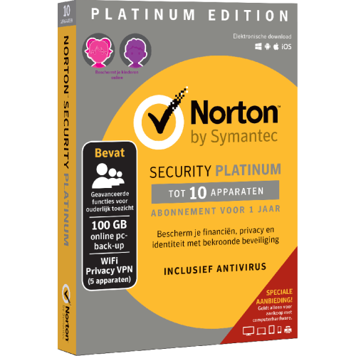 NORTON Norton Security Platinum Edition voor 10 apparaten (1 jaar)