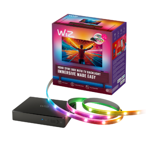 WIZ HDMI Sync Box met TV verlichting - Entertainment Starterkit - Inclusief RGBIC LED strip voor 75-85 Inch TV's Slimme ledstrip Zwart
