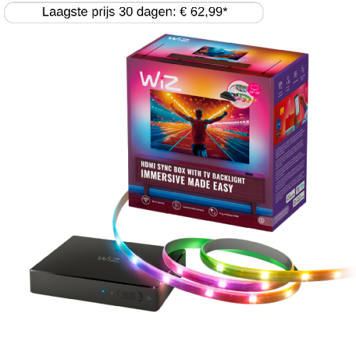 WIZ HDMI Sync Box met TV verlichting - Entertainment Starterkit - Inclusief RGBIC LED strip voor 55-65 Inch TV's Slimme ledstrip Zwart