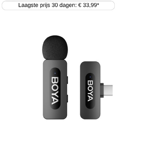 BOYA BY-V10 V2.0 - Wireless mic for USB-C 1TX + 1RX Microfoon