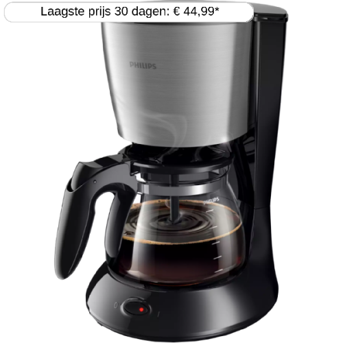 PHILIPS  Daily Collection HD7462/20 - Koffiezetapparaat - Inhoud watertank: 1,2 l - Type kan: Glazen kan - Zwart