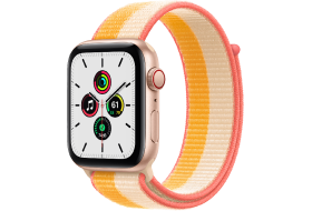 APPLE Watch SE Cellular 44 mm goud aluminium / mais/wit geweven sportbandje