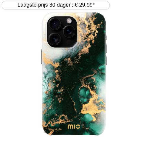 MIO BY MOBILIZE Magsafe Compatible Telefoonhoesje voor Apple iPhone 16 Pro Max Green Marble
