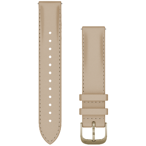 GARMIN Leren polsband, 18MM, Snelsluiting, zandkleur, met goudkleurige gesp Horlogebandje Zandkleur