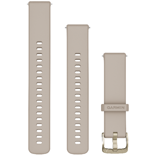 GARMIN Siliconen polsband, 18MM, Snelsluiting, french grey, met goudkleurige gesp Horlogebandje Grijs