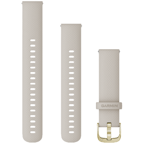 GARMIN Siliconen polsband, 18MM, Snelsluiting, zandkleur, met goudkleurige gesp Horlogebandje Zandkleur