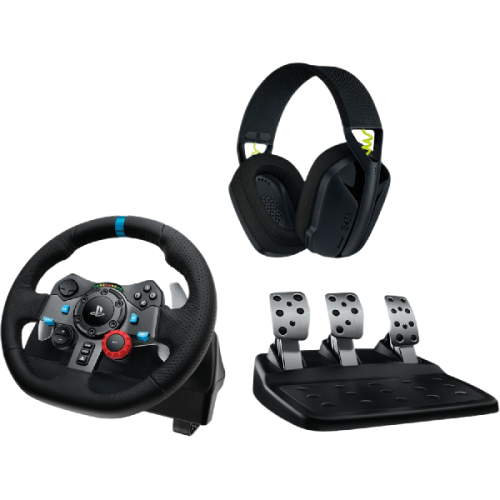 LOGITECH G G435 gaming headset + G29 Driving Force PlayStation 4, PlayStation 5, PC Gaming stuurwiel
