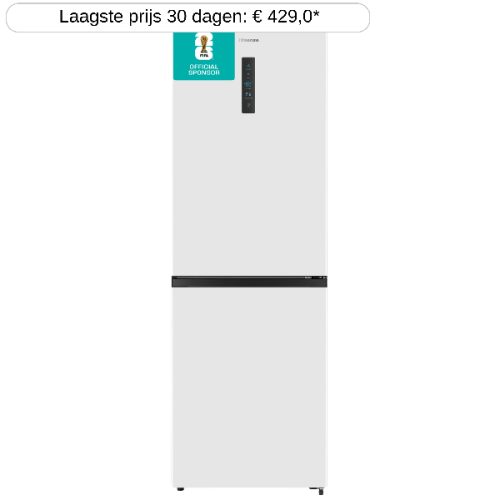 HISENSE RB390N4BWC - breedte 60 cm - hoogte 186 cm - inhoud 304 l - NoFrost 